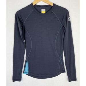 Icebreaker Womens Small 150 Merino Wool Bodyfit L/S Baselayer Shirt Navy Blue